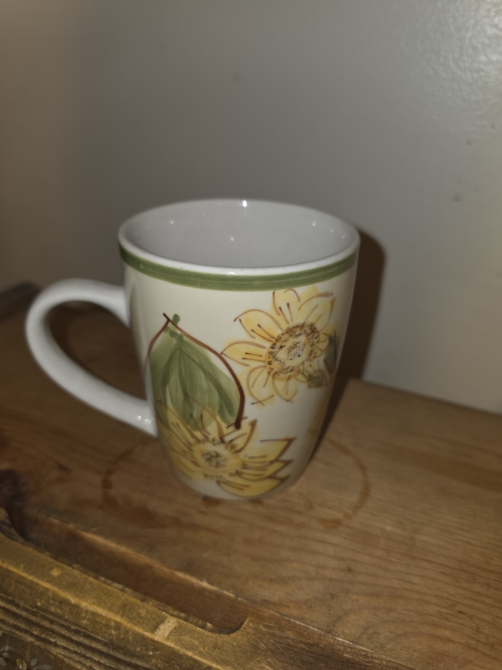 Gibson Yellow Sunflower Ceramic Mug with Green Accent